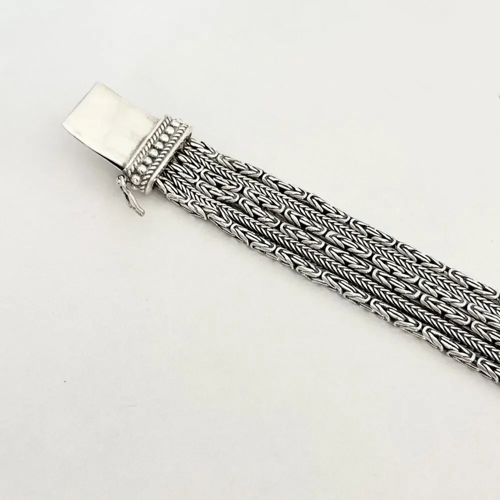 Vintage Silpada 925 Sterling Silver Chunky Five Strand Rows Byzantine Bracelet